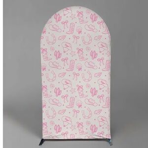 Pink Western-Themed Arch Backdrop Cover